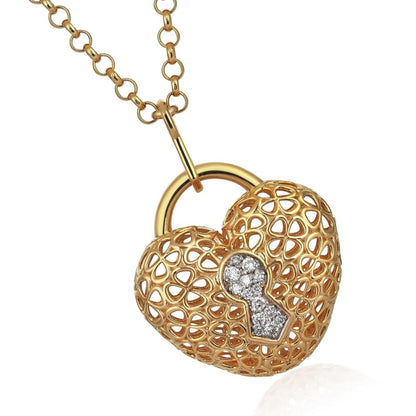 Heart Necklace With Diamonds Keyhole