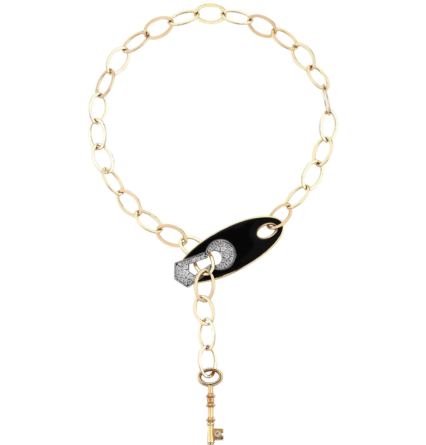 Keyhole Bracelet With Key & Black Enameled