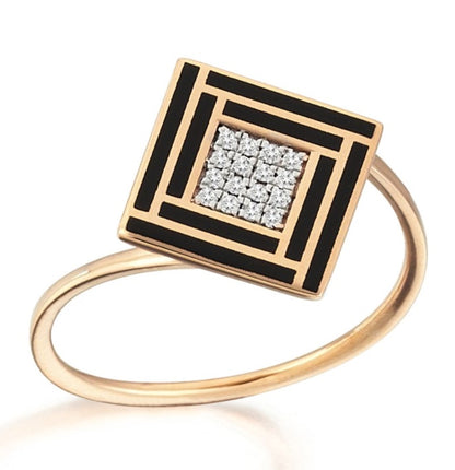 Mini Square Enameled Ring